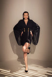 Short Black dress with contrast sleeves - Muggnos