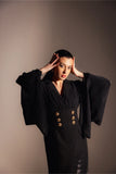 Short Black dress with contrast sleeves - Muggnos