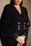 Short Black dress with contrast sleeves - Muggnos