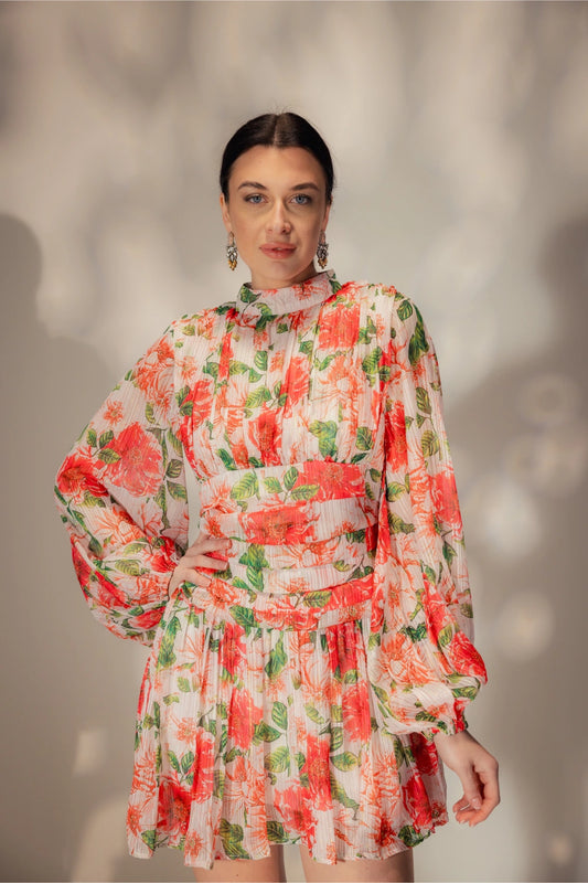 Short Floral Print dress - Muggnos