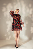 Short Floral print black dress - Muggnos