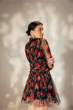 Short Floral print black dress - Muggnos